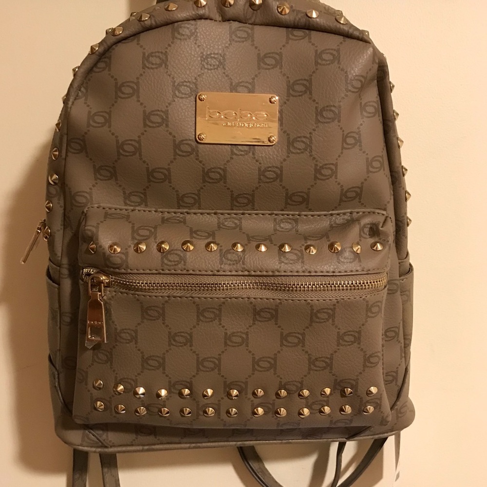 Bebe Studded Tan Faux Leather Backpack 🎒